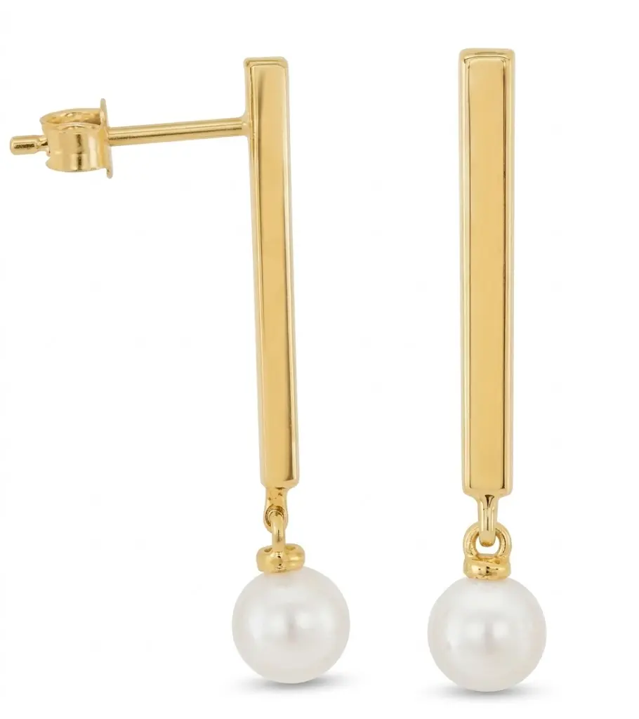 4MM FRESHWATER PEARL EARRINGS.13MM.9 KARAT GOLD