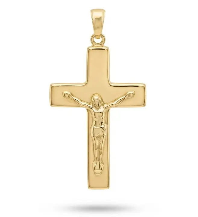 CRUZ CON CRISTO 27x16MM.9KILATES