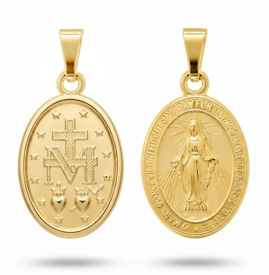 MEDALLA OVAL VIRGEN MILAGROSA 18x11MM.9KILATES