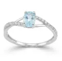 SKY BLUE AND CZ WHITE GOLD RING 