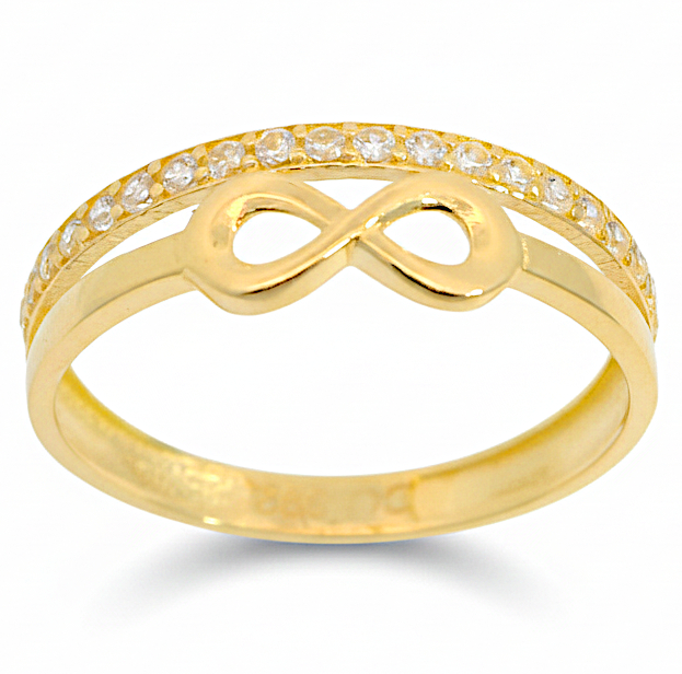 CZ AND INFINITE SYMBOL RING. 9 KARAT