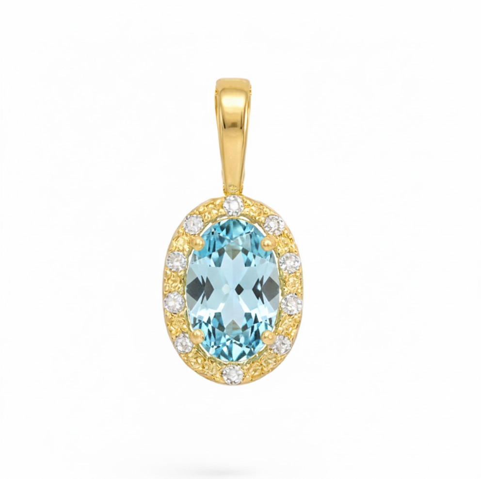 COLGANTE OVAL 5x3 AGUA MARINA SEMIPRECIOSA