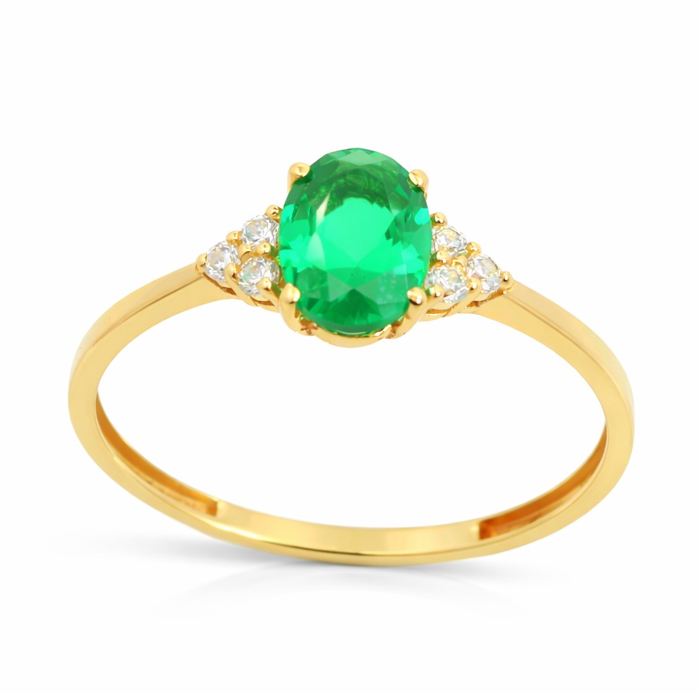7x5MM OVAL NANO EMERALD RING. 9 KARAT