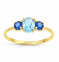 OVAL AQUAMARINE CZ AND NANO SAPPHIRES.9 KARAT