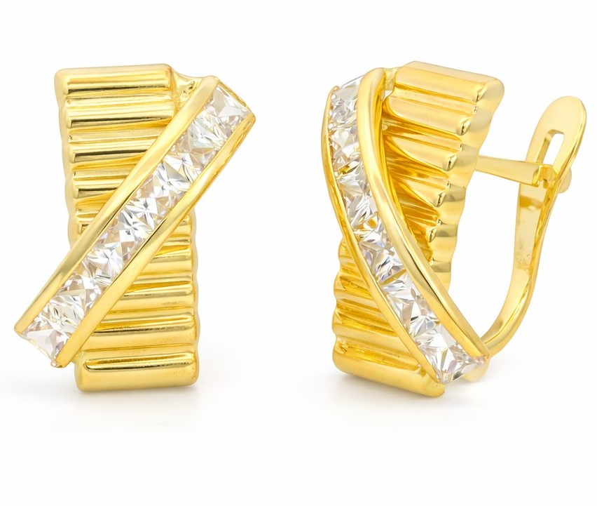 13x8MM LEVERBACKI EARRINGS WITH CZ