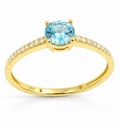 5MM AQUAMARINE COLOR CZ 9 KARAT GOLD RING