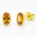 6x4MM OVAL CITRINE COLOR STUD EARRINGS.9 KARAT
