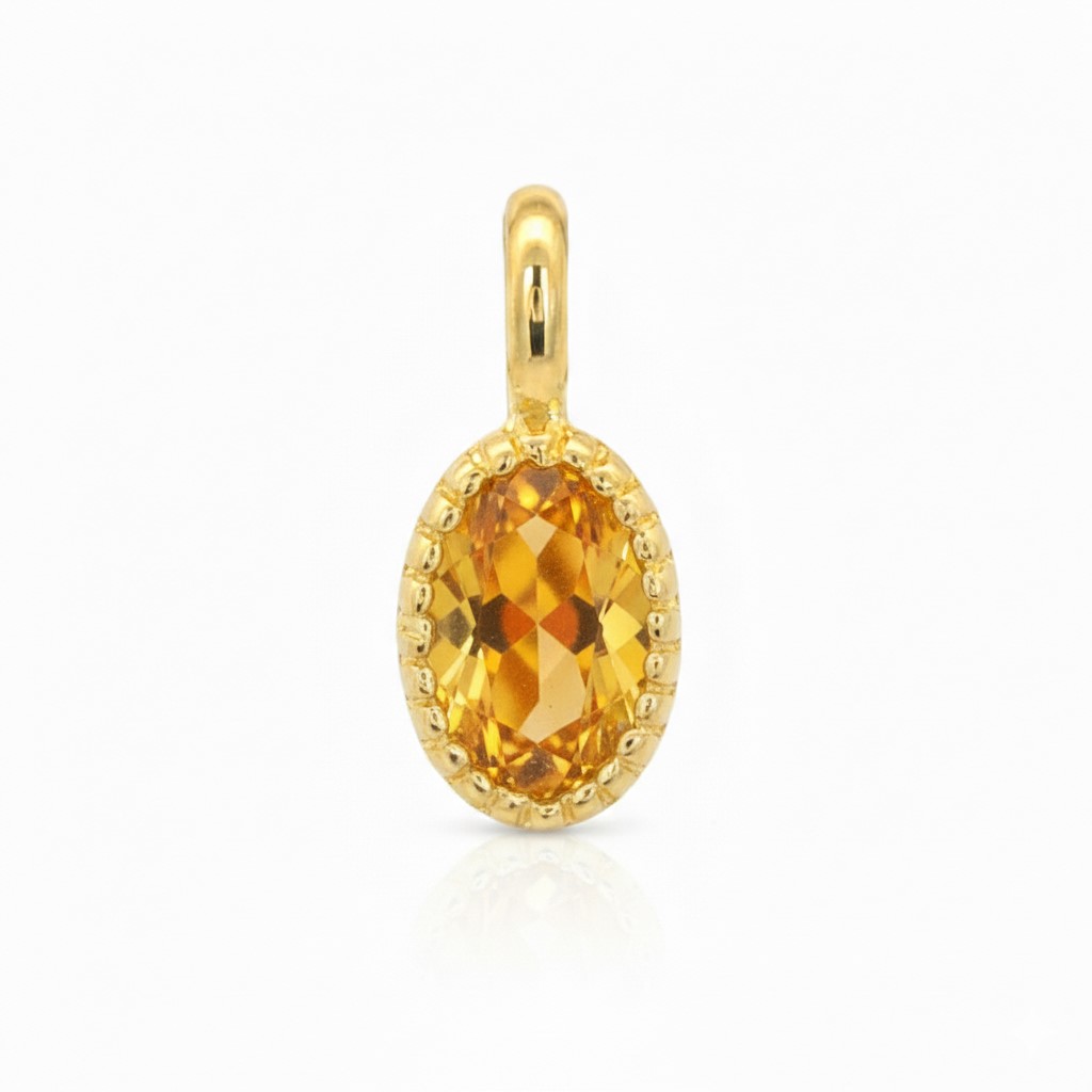 6x4MM OVAL CITRINE PENDANT.9 KARAT