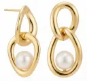PENDIENTES DOBLES CON PERLA DE 7MM.30x15MM