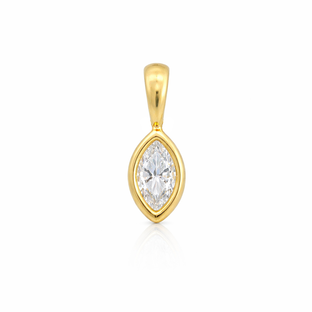 COLGANTE LANZADERA CIRCONITA 6x4MM.9 KILATES