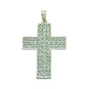 25x15MM WHITE GOLD CROSS PENDANT WITH CZ.