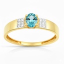 5x4MM AQUAMARINE COLOR CZ TWO TONE GOLD RING.9 KARAT