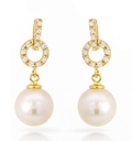 7MM FRESHWATER PEARL AND CZ EARRINGS.PUSHBACK