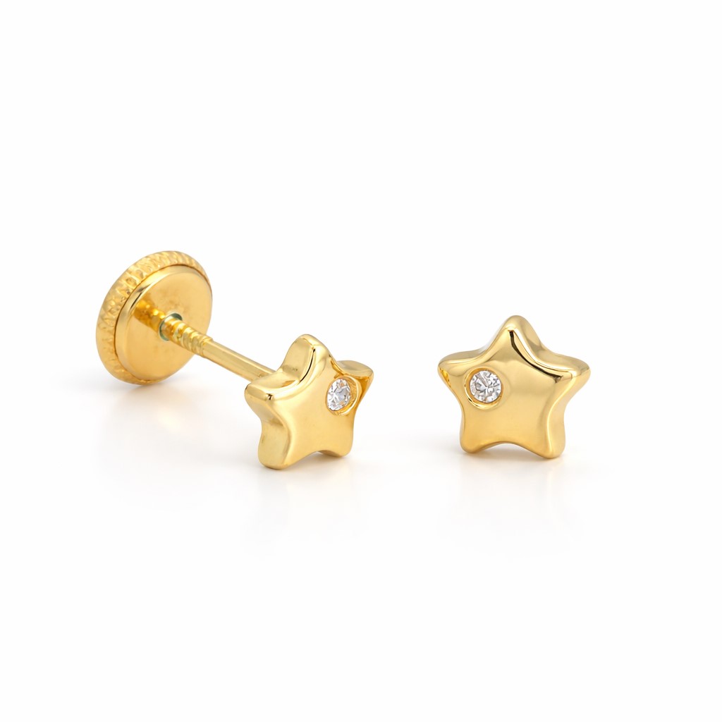 PENDIENTES ESTRELLA CON CIRCONITA.5MM.ROSCA