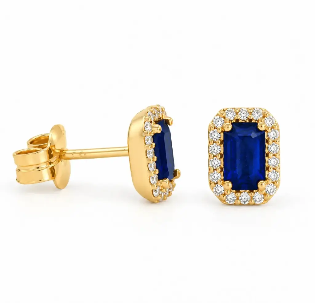 PENDIENTES ZAFIRO (0.80 CT TW) Y  BRILLANTES 0.14 CT TW 