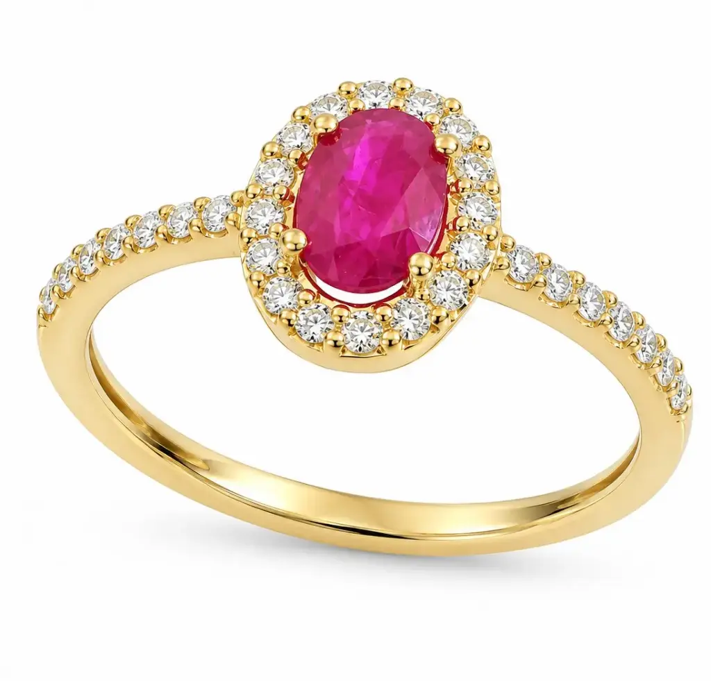 SORTIJA RUBI (0.42 CT) Y BRILLANTES 0.22 CT TW 