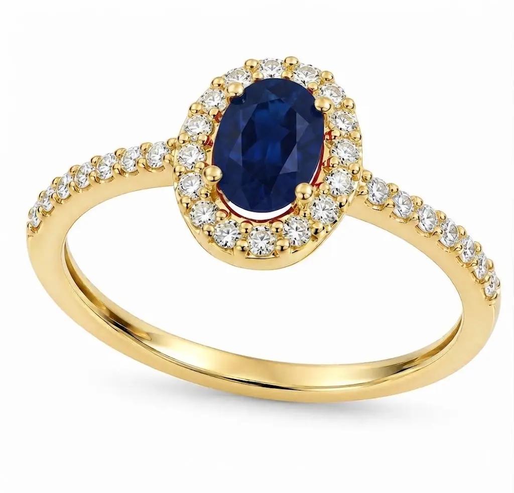 0.42 CT SAPPHIRE AND 0.22 CT TW DIAMOND RING 