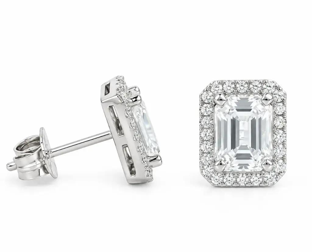 PENDIENTES  ZAFIRO BLANCO 7x5MM( 2.20 CT TW) Y BRILLANTES DI 48 RD SI (0.28 CT TW) 