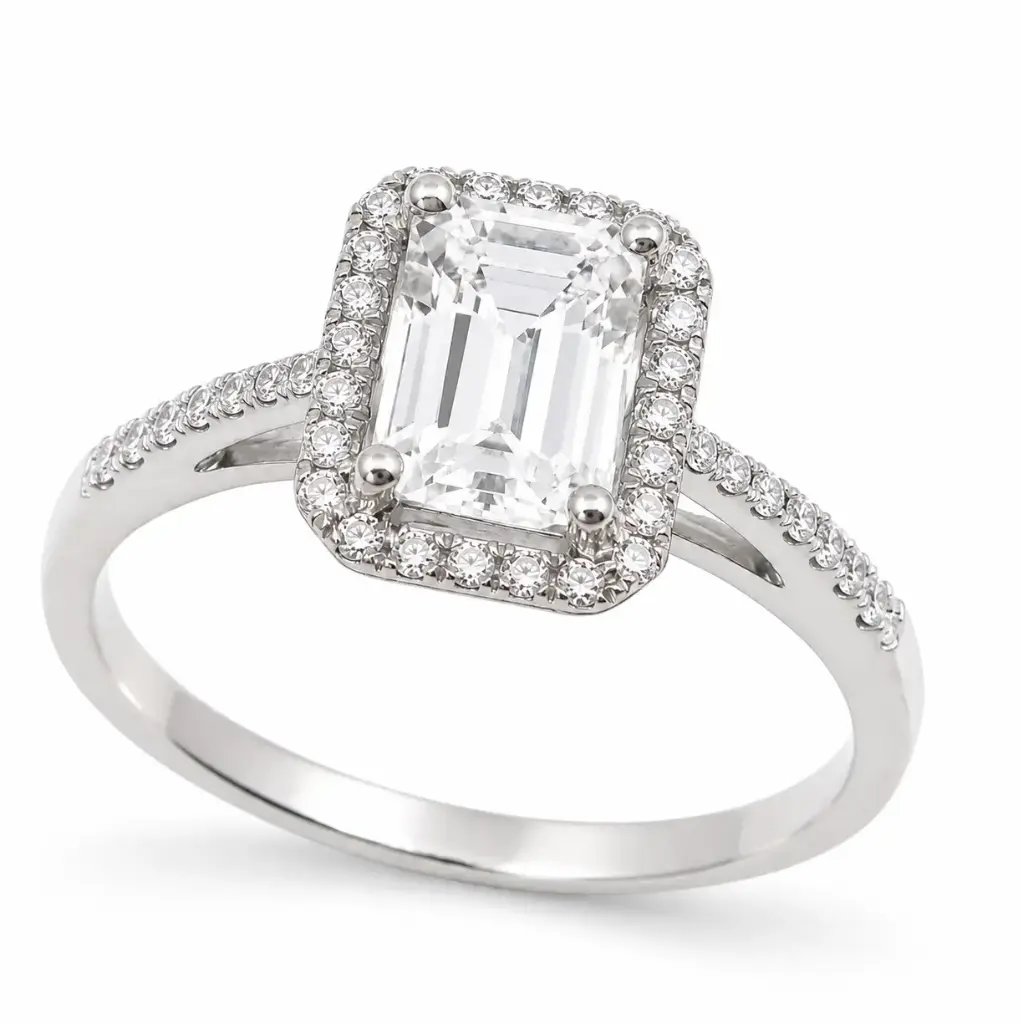 7x5MM (0.85 CT) AQUAMARINE RING WITH VSI-H DIAMONDS(0.18 CT TW)