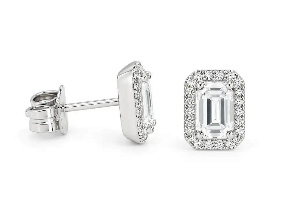 PENDIENTES BRILLANTES ZAFIRO BLANCO 0.80 Y BRILLANTES 0.14 CTS 
