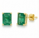 PENDIENTES ESMERALDA NATURAL 7x5MM.PRESION.