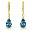PENDIENTES LARGOS  CON PERA 6x4 TOPACIO LONDON BLUE.PRESION.18MM