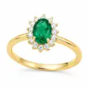 0.98 CT OVAL EMERALD AND 0.30 CT TW DIAMONDS RING