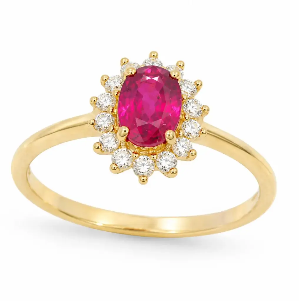SORTIJA 1 RUBI OVAL 0.60CT BRILLANTES 0.15 CT TW 