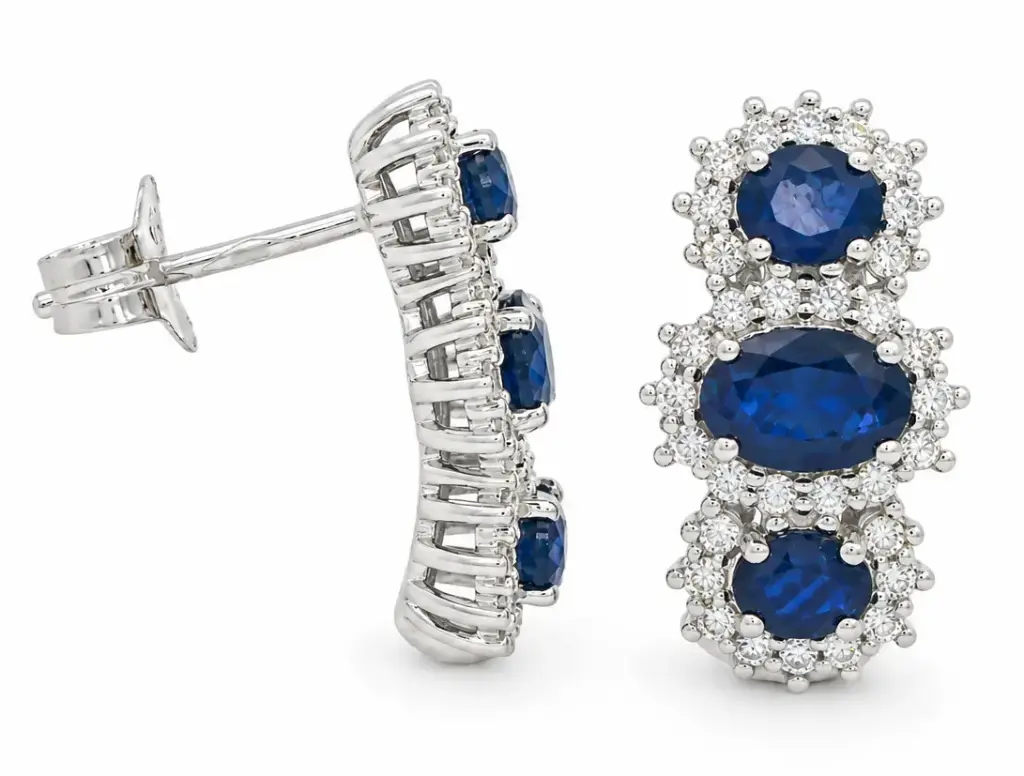 PENDIENTES 6 ZAFIROS 1.66CT TW Y BRILLANTES 0.38CT  CT TW 