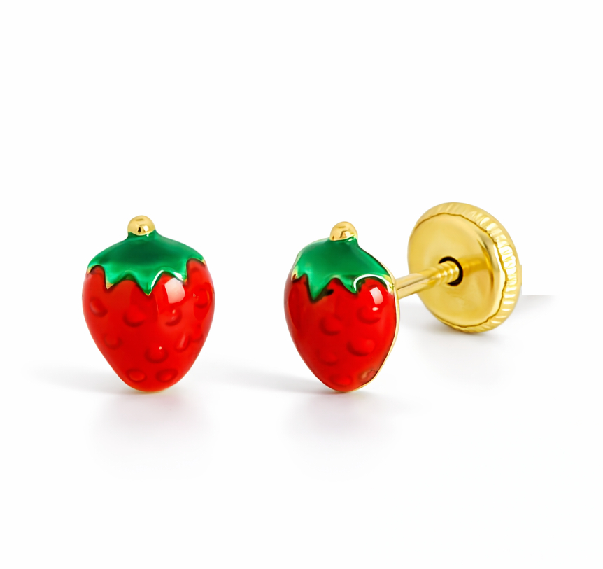 5MM ENAMEL STRAWBERRY KID EARRINGS