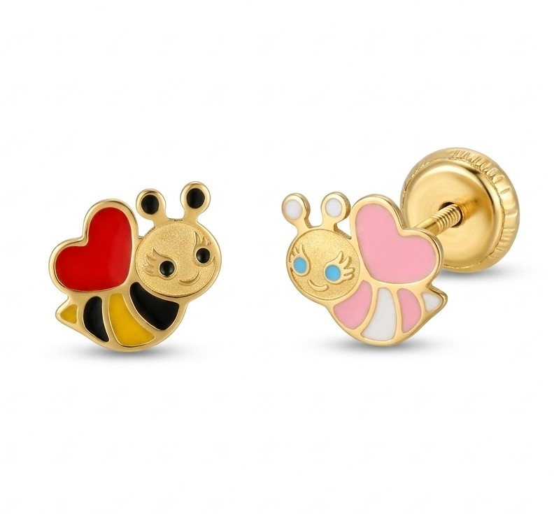 6MM ENAMEL BEE KID EARRINGS