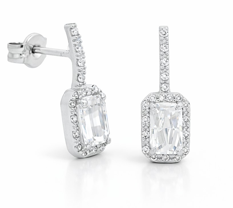 PENDIENTES LARGOS ,BAGUETTE  CON CIRCONITAS.PRESION.16MM (copia)