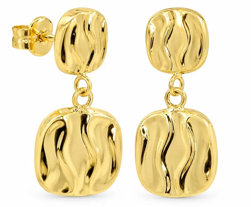 PENDIENTES LARGOS LISO RELIEVE  18MM CON CUADRADO.PRESION 