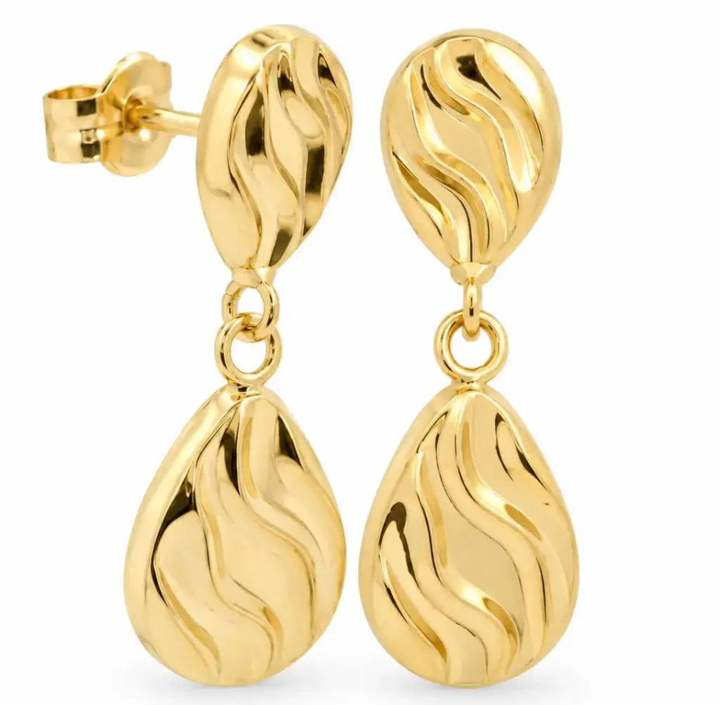 PENDIENTES LARGOS LISO RELIEVE  18MM CON PERA.PRESION  