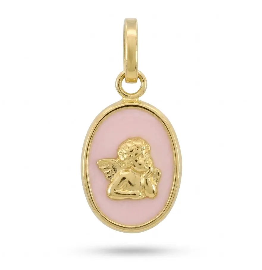 MEDALLA ANGELITO OVAL CON NÁCAR 8X10MM. 