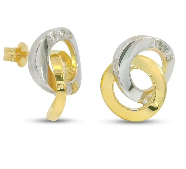 PENDIENTES NUDO BICOLOR PRESION  