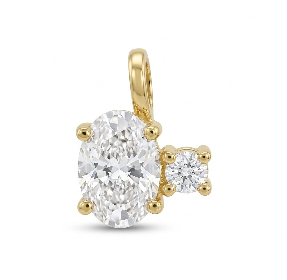 6x4MM OVAL CZ PENDANT.9 KARAT