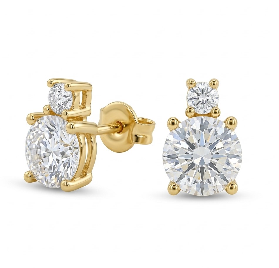 5MM ROUND CZ STUD EARRINGS.9 KARAT