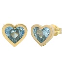 PENDIENTES CORAZON 6MM PIEDRA COLOR AGUA MARINA 9 KILATES