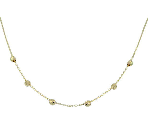 GARGANTILLA 6 BOLAS TALLADAS .9KILATES