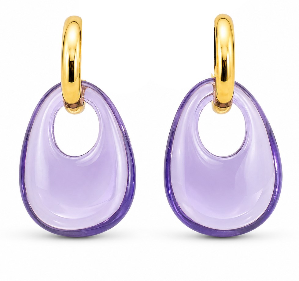 PENDIENTES AMATISTA .9 KILATES