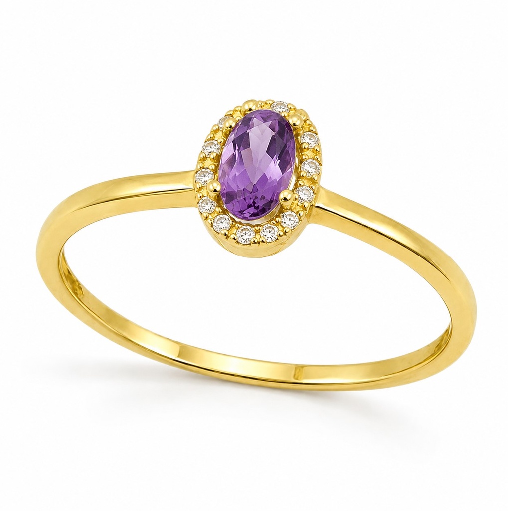 5x3MM AMETHIST 9 KARAT GOLD RING