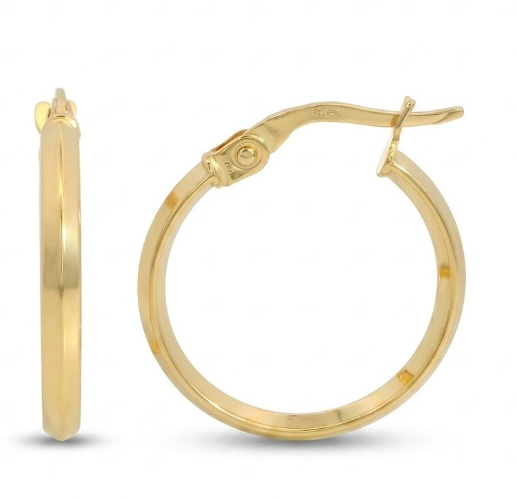 18x2MM 9 KARAT GOLD HOOP EARRINGS