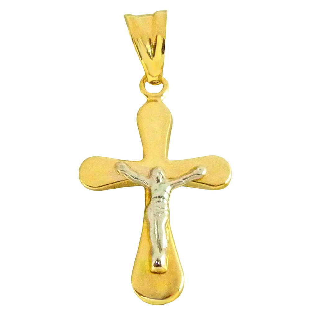 25x15MM TWO TONE CRUCIFIX PENDANT.