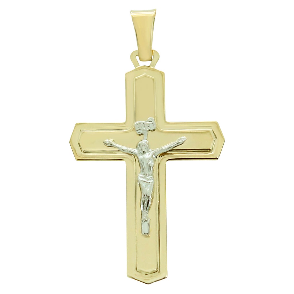 37x24MM TWO TONE CRUCIFIX PENDANT.