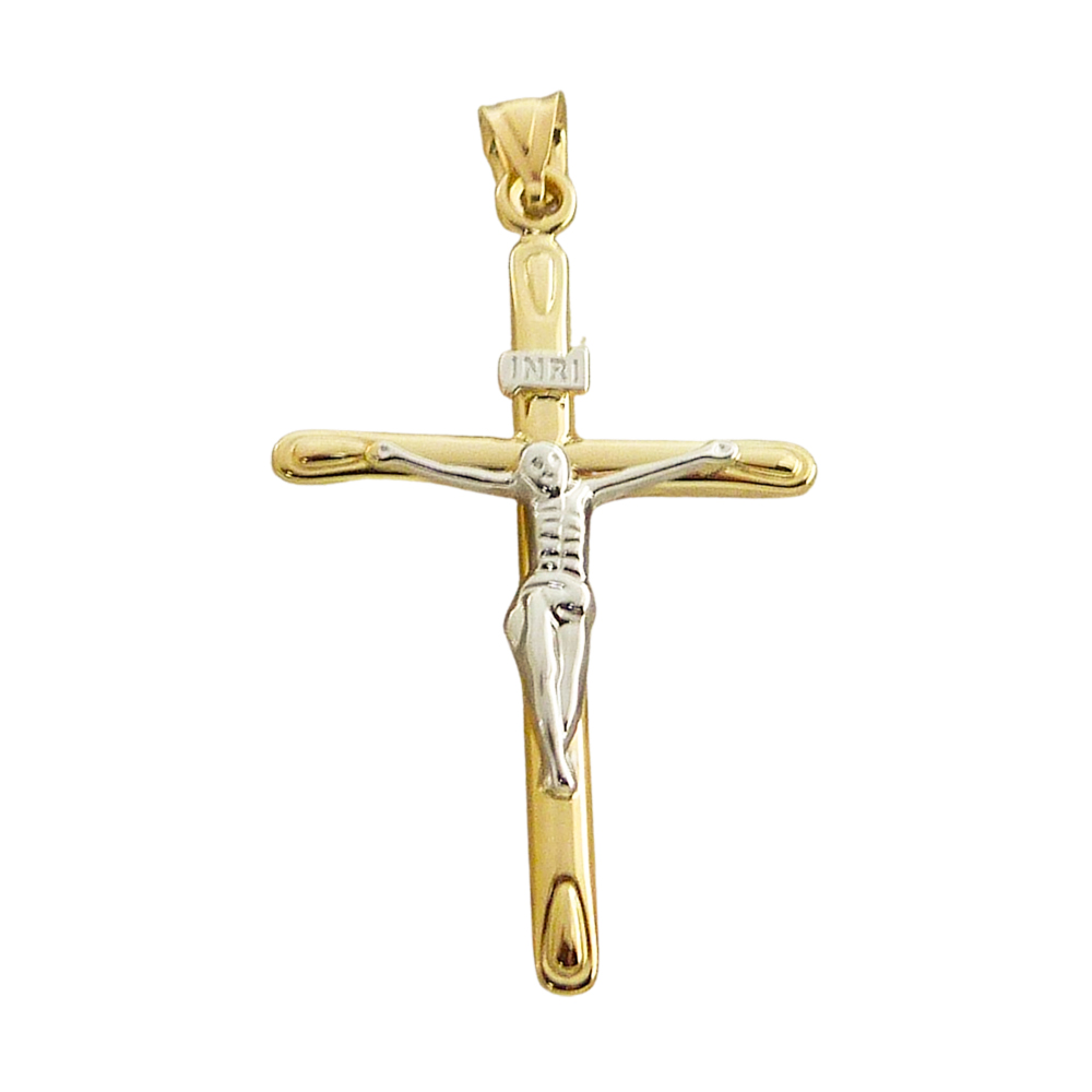 CRUZ CON CRISTO 45x27MM.BICOLOR