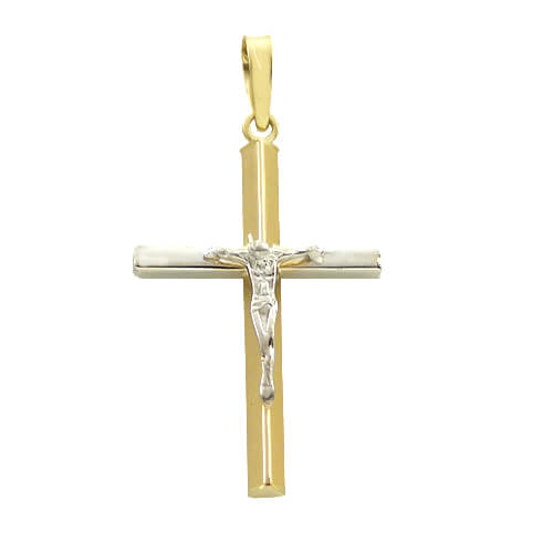CRUZ CON CRISTO BICOLOR 28x17MM