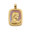 10x8MM PINK MOTHER OF PEARL PENDANT WITH VIRGIN.