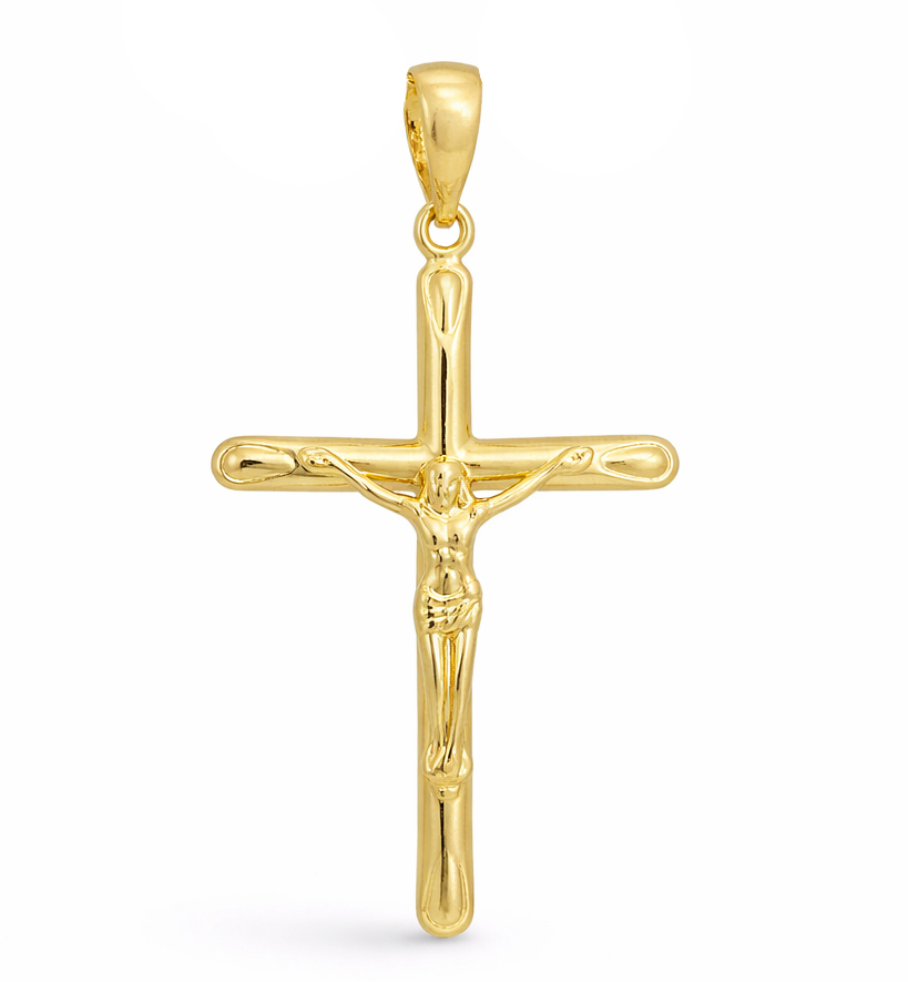 CRUZ LISA CON CRISTO 32*19MM