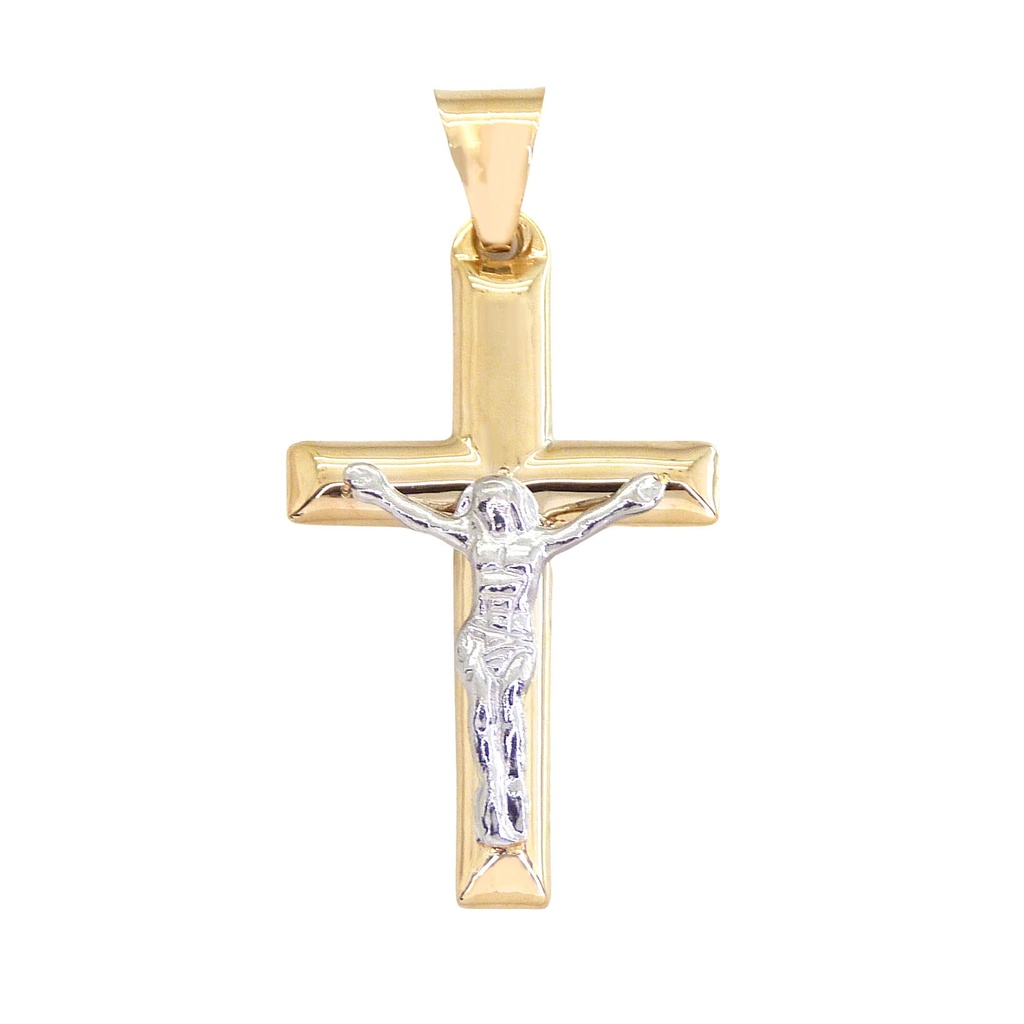 CRUZ CON CRISTO 32x19MM.BICOLOR